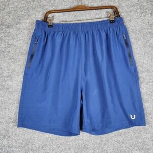 Northyard Shorts Mens Athletic XL Blue Zipper Pockets Elastic Waist Gym Running